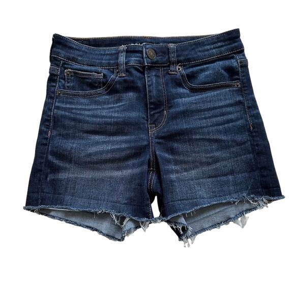 American Eagle Jean Shorts Next Level Stretch Hi Rise Shortie Distressed Size 2 - Picture 12 of 12